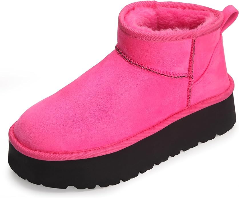Carcuume Women's Platform Mini Boots Fur-Lined Winter Warm Ankle Snow Classic Ultra Comfortable S... | Amazon (US)