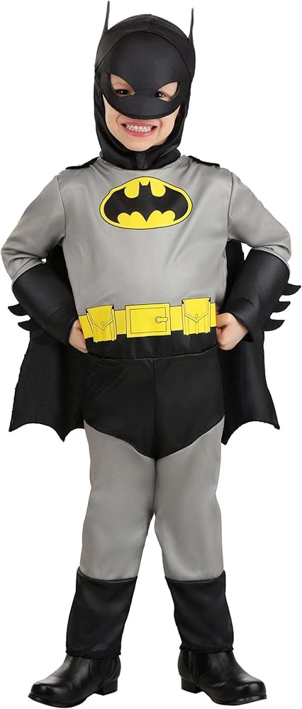 Toddler Classic Batman Costume, Black Superhero Suit, Cape, Mask & Foam Muscles for Movie Hero Co... | Amazon (US)