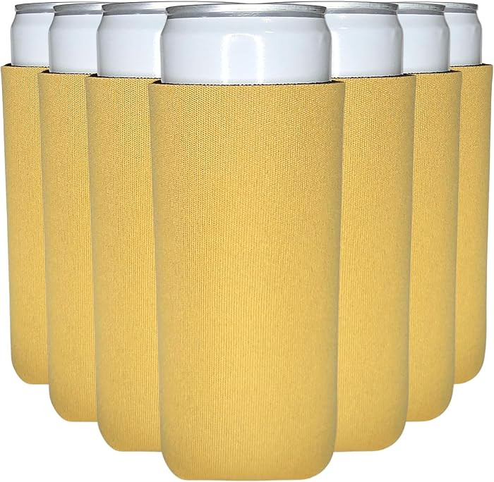 Slim Can Cooler Sleeves in Bulk, Blank, 12-Pack, Gold | Amazon (US)