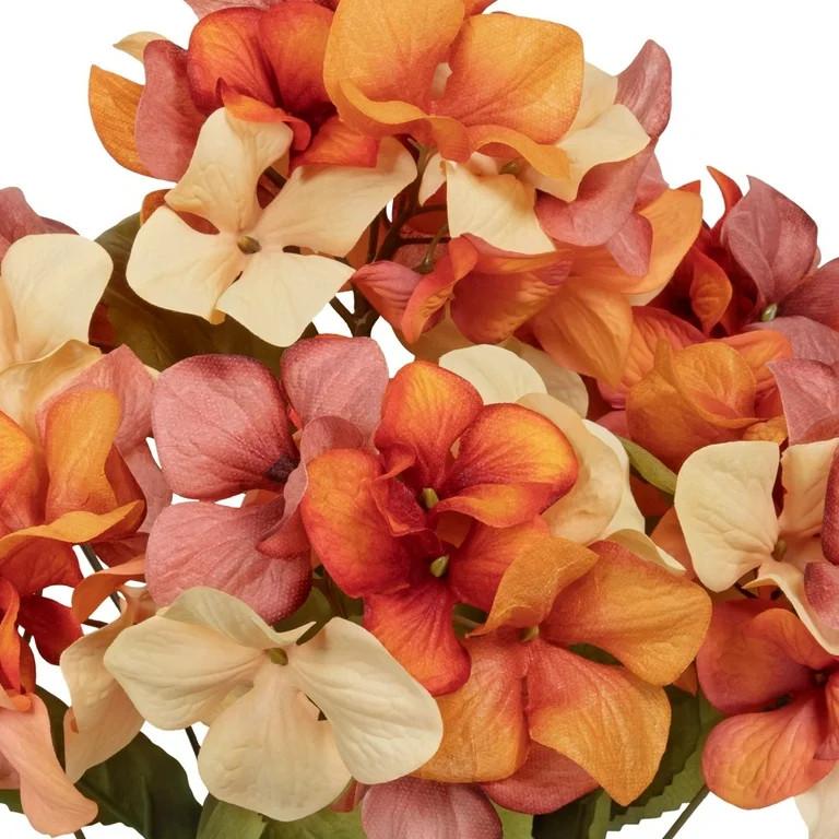 18-inch Artificial Silk Orange & Cream Hydrangea Fall Bush, for Indoor Use, by Mainstays | Walmart (US)
