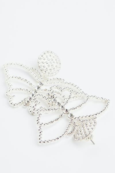 Heart-shaped Rhinestone Earrings | H&M (US + CA)