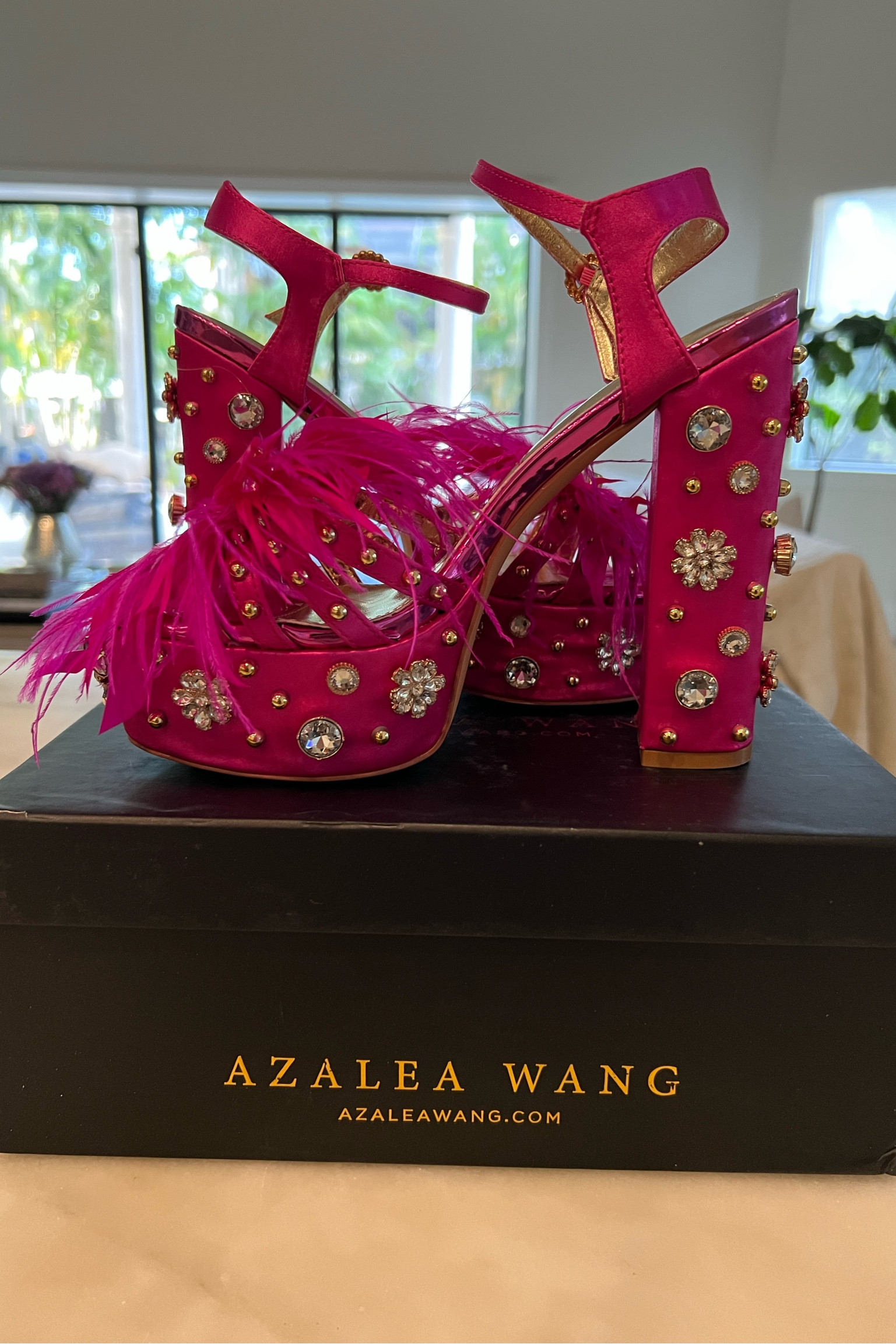 Check out this fun shoes! #shoes #heels #pink #stonedheels #feathers #rhinestone #azaleawang 

#LTKFind