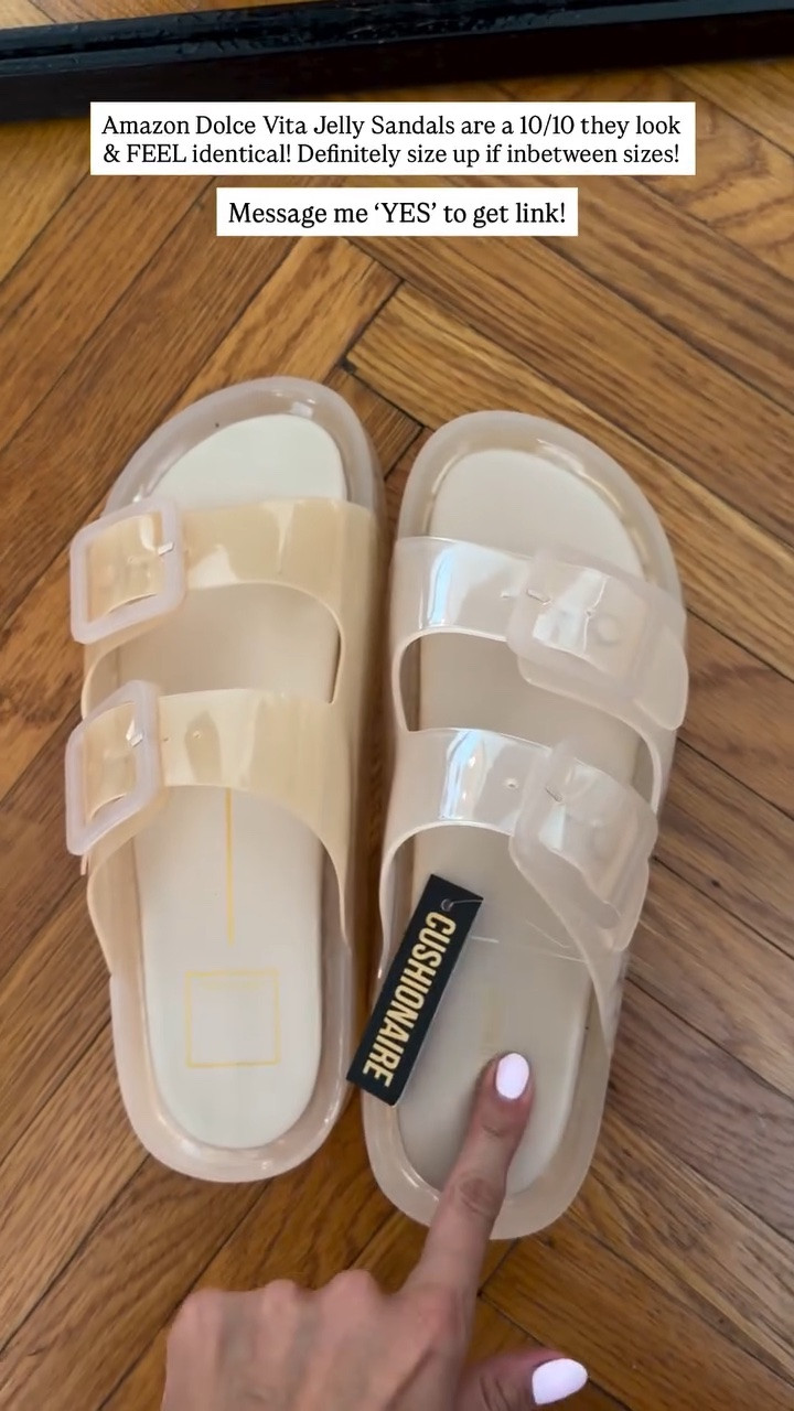 Amazon Dolce Vita Jelly Sandals are a 10/10 they look & FEEL identical! Definitely size up if inbetween sizes!

#LTKootd #LTKmomlife #LTKgrwm