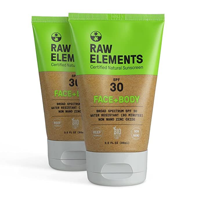 Raw Elements Face and Body Natural Mineral Sunscreen - Non-Nano Zinc Oxide, 95% Organic, Water Re... | Amazon (US)