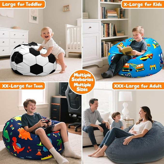 Lukeight Soccer Stuffed Animal Storage Bean Bag Chair Cover - Premium Canvas Organizer with YKK Z... | Amazon (US)