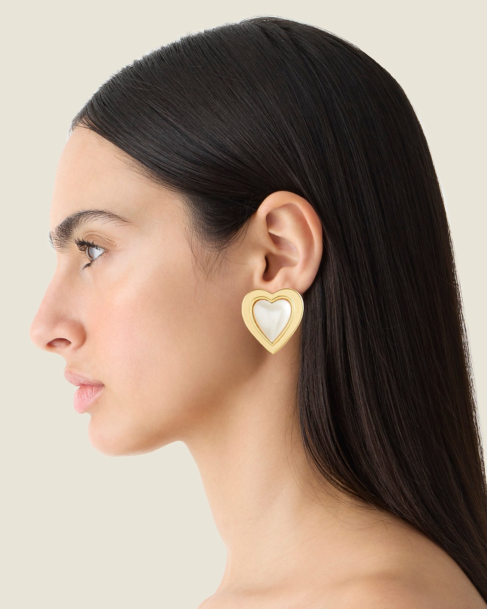 Pearl heart stud earrings | J. Crew US