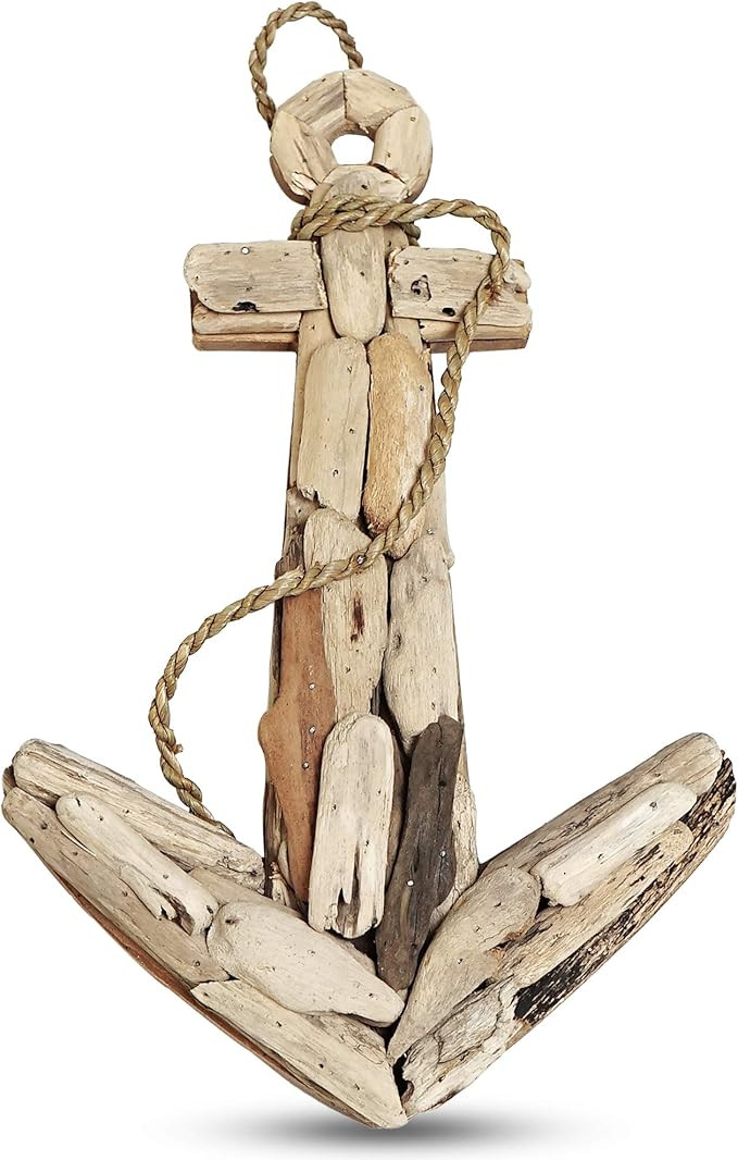 Wooden Anchor Wall Décor Decorative – Nautical Themed Wall Art, Rustic Handmade Wood Anchor, B... | Amazon (US)