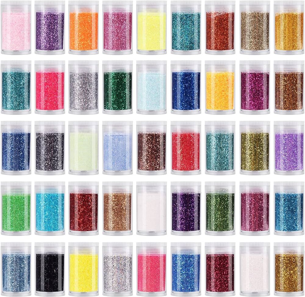 Pack of 45 Colors Iridescent Fine Glitter,Licool Extra Fine Holographic Glitter for Epoxy Resin D... | Amazon (US)