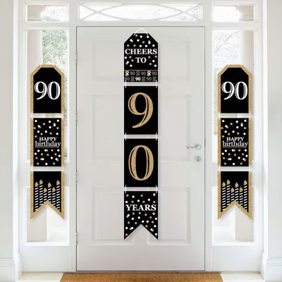 Big Dot of Happiness Adult 90th Birthday - Gold - Hanging Vertical Paper Door Banners - Birthday Party Wall Decoration Kit - Indoor Door Decor | Target