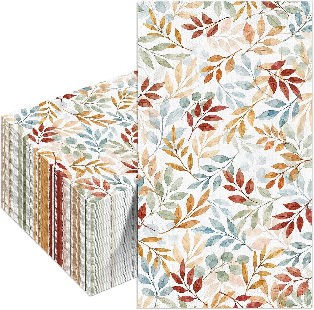 100pcs Fall Napkins,Watercolor Thanksgiving Paper Dinner Napkins Fall Disposable Hand Towels for ... | Amazon (US)