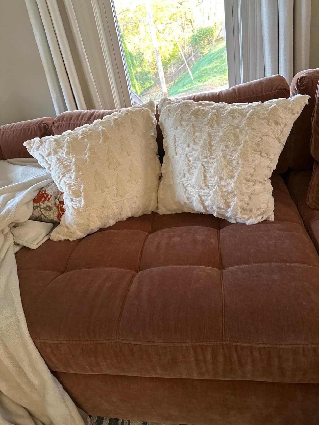 DFXSZ Christmas Tree Pillow Covers 18x18 inch Set of 2 Christmas Decoration Cream White Soft Plus... | Amazon (US)