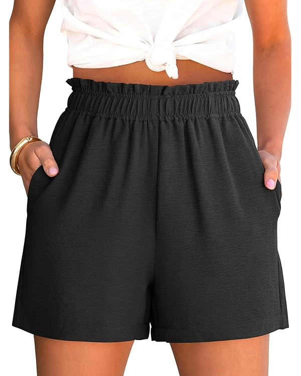 ANRABESS Shorts for Women Summer Casual Elastic High Waisted Dressy Lounge Shorts Comfy Bottoms 2... | Amazon (US)