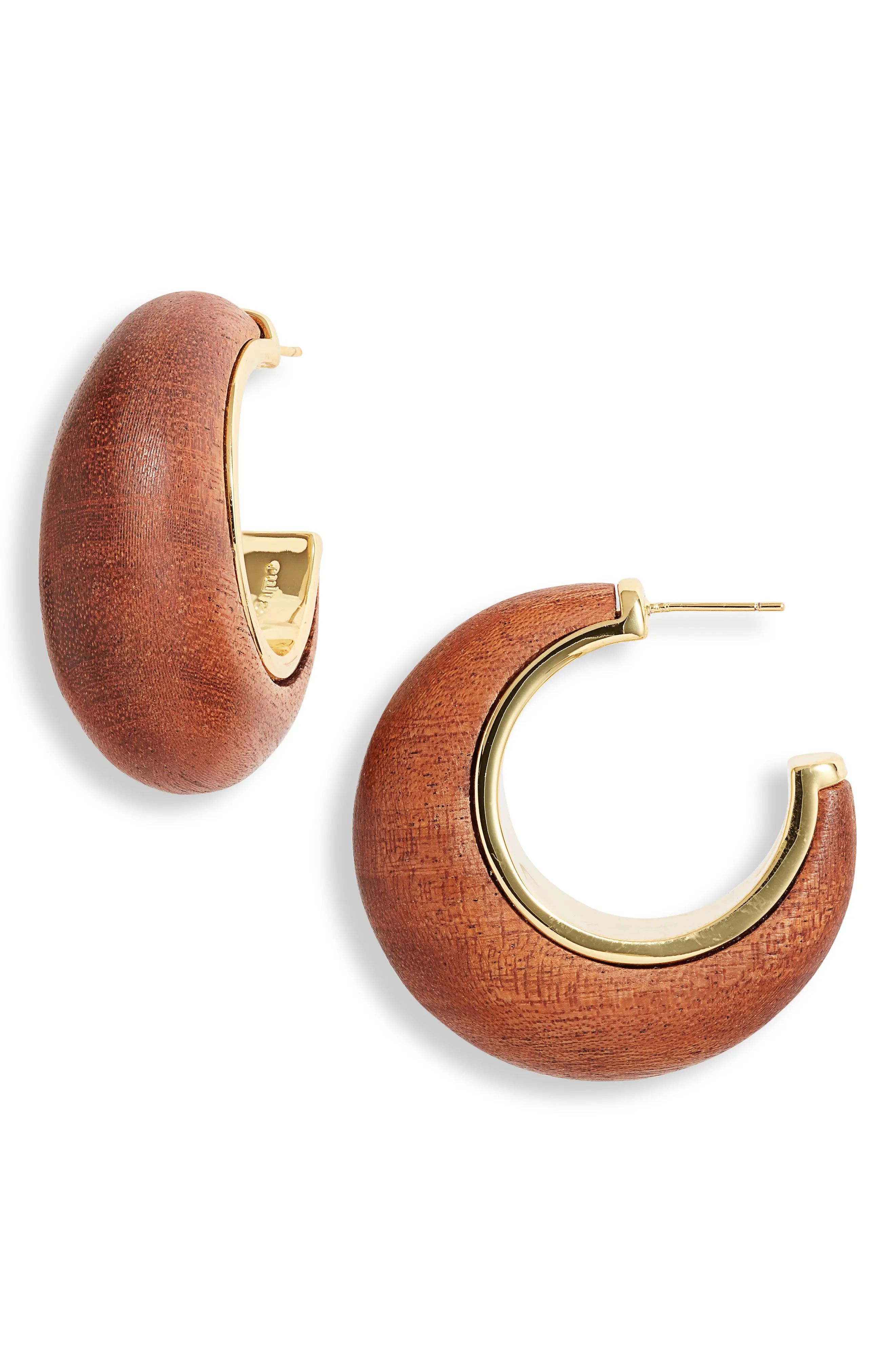 Women's Cult Gaia Moon Wood Hoop Earrings | Nordstrom