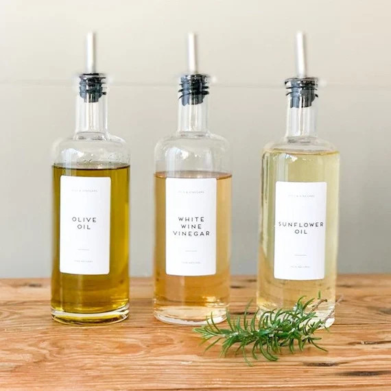 Pantry Labels Basic Oils & Vinegars  Printed Waterproof Matt | Etsy | Etsy (US)
