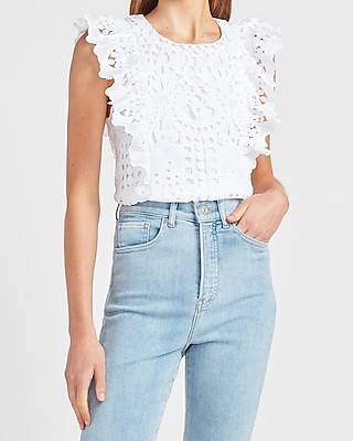 Lace Ruffle Tank | Express
