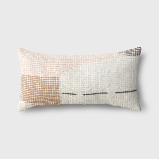 Soft Colorblock Woven Outdoor Lumbar Pillow Light Pink - Project 62™ | Target