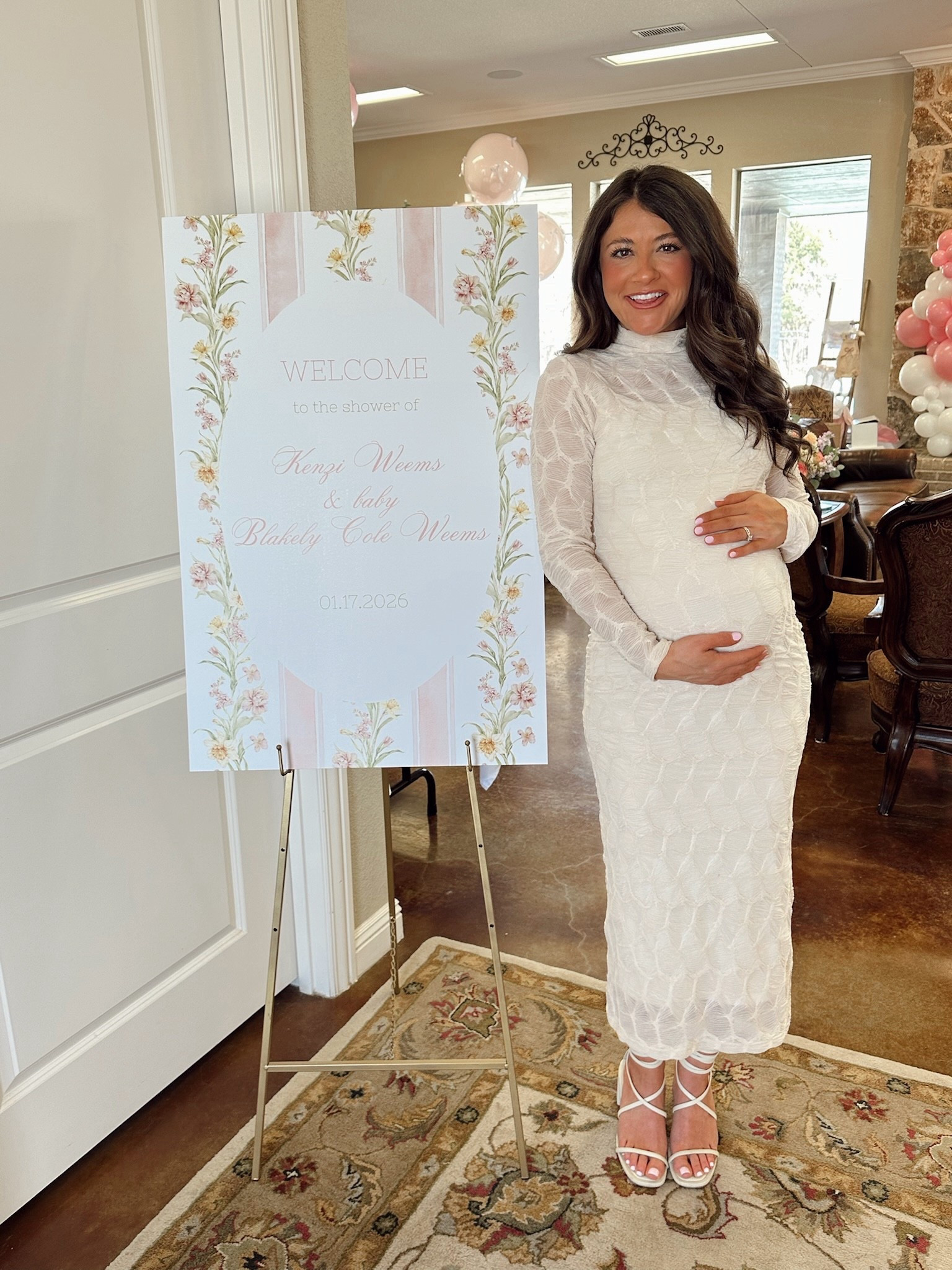 My baby shower dress!! Wearing a Small 🤍🎀

#LTKBump #LTKBaby #LTKSaleAlert