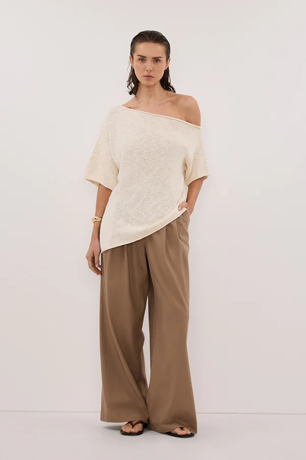 RICK CREAM ASYM KNIT TOP | DISSH