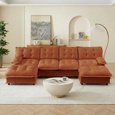 11.5 ft U-Shaped Modular Sectional Cloud Couch with 2 Ottomans: 4-Seat Deep Seat Chenille Sofa with Comfy Lattice Cushion for Bedroom and Apartment | Target