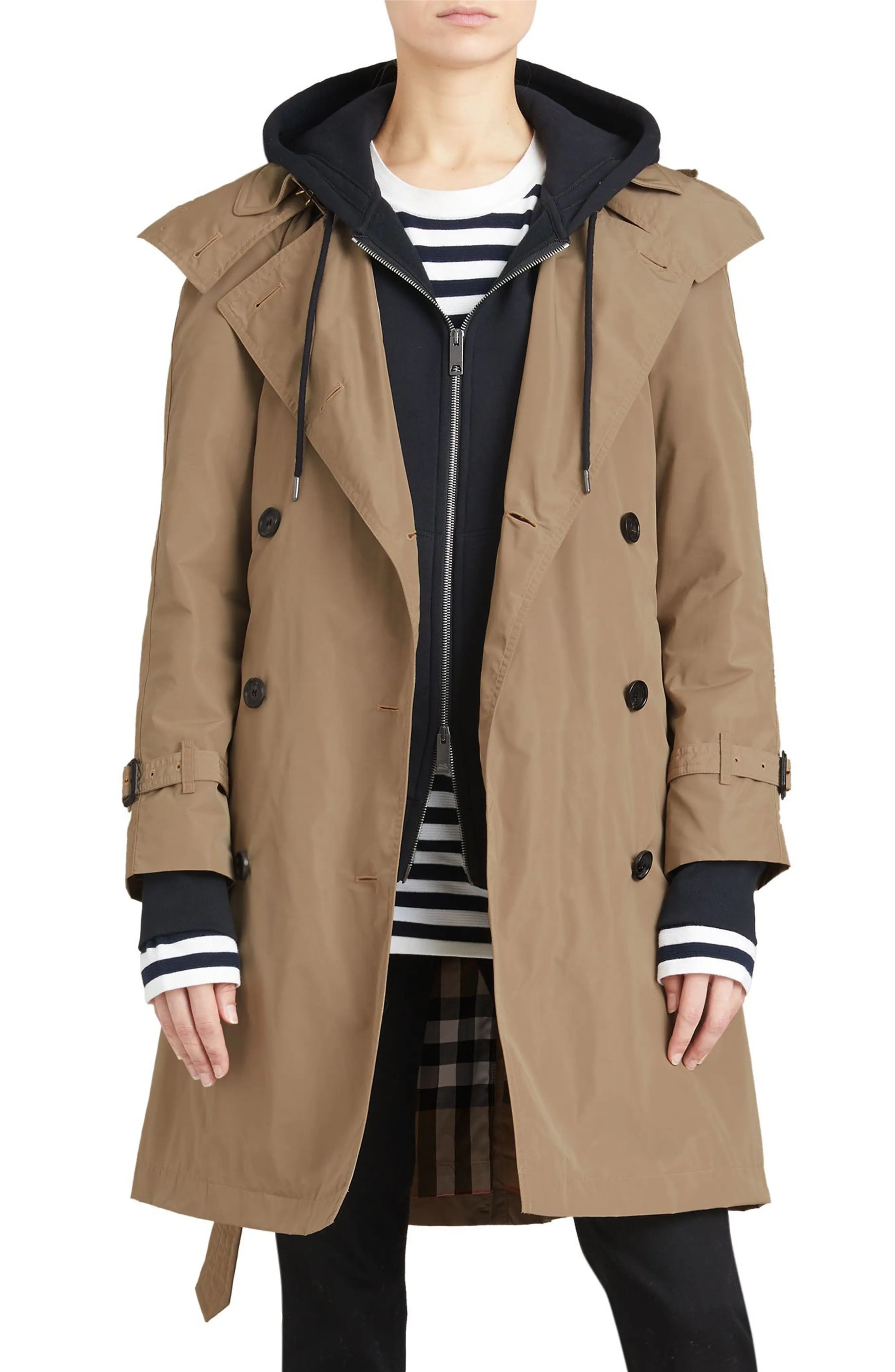Amberford Taffeta Trench Coat with Detachable Hood | Nordstrom