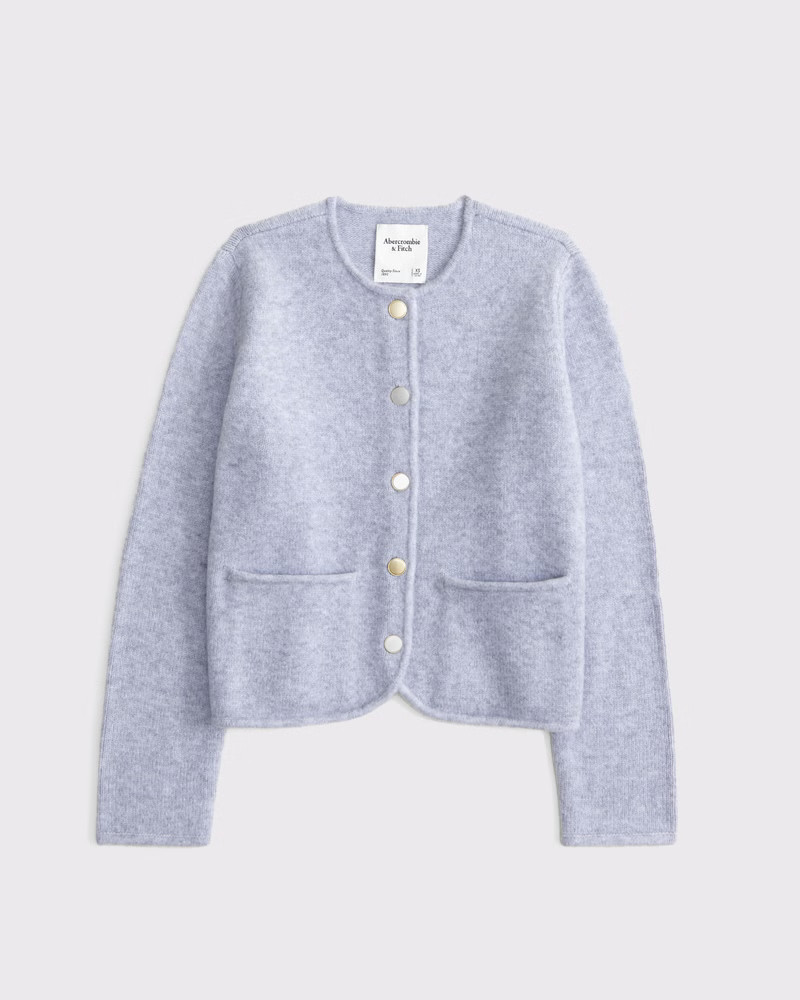 Abercrombie & Fitch Women's Sweater Jacket in Light Gray - Size L | Abercrombie & Fitch (US)