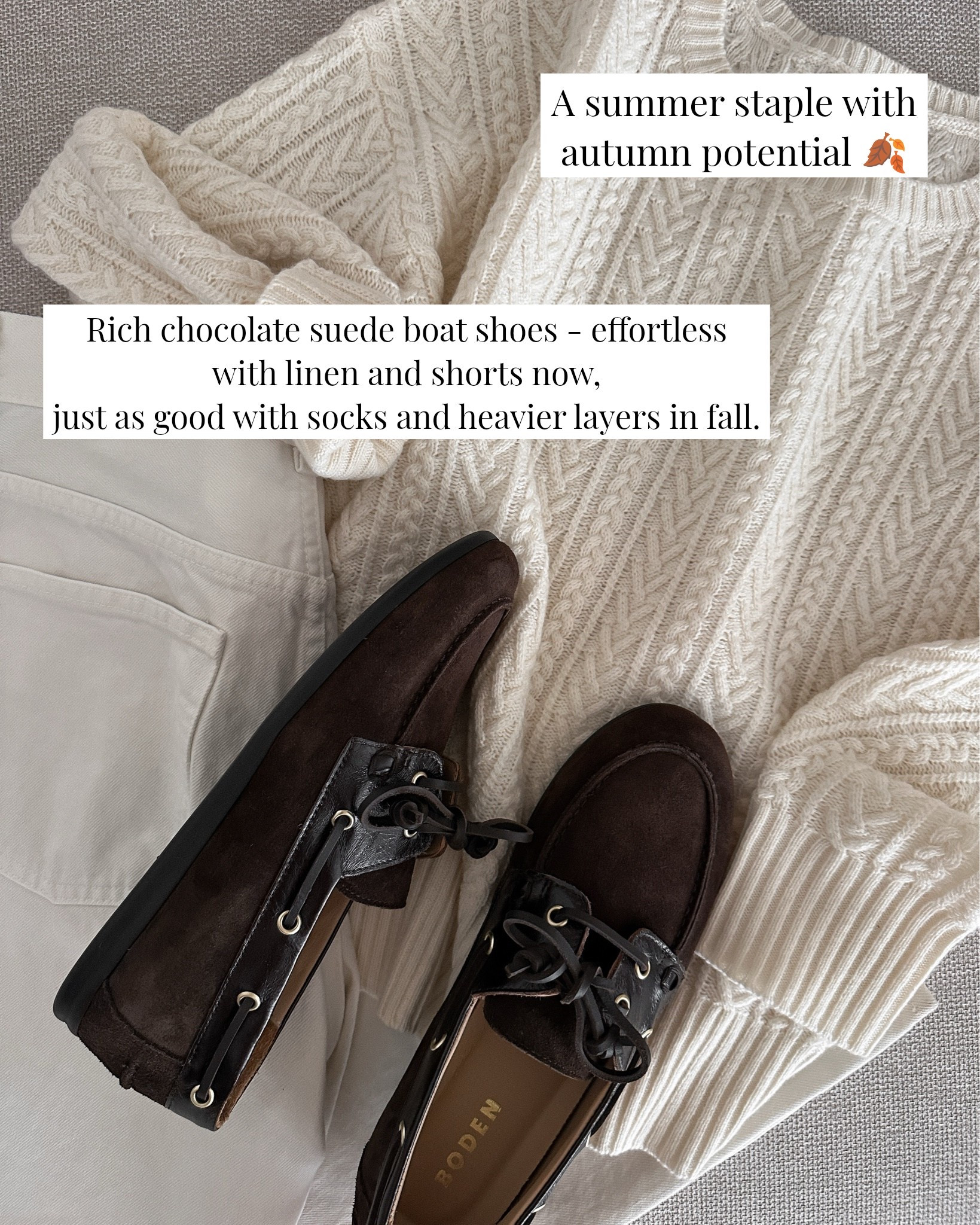 One pair you’ll wear now and all through fall 🤎

The classic boat shoes @Boden (UK)  in chocolate suede look just as good with linen and shorts as they do with socks and jeans.
- True to size
- Leather & suede upper, leather lining#classicshoes #ad #boatshoes @Boden (US)

#LTKshoes #LTKstyletip #LTKshoes #LTKautumn #LTKworkwear