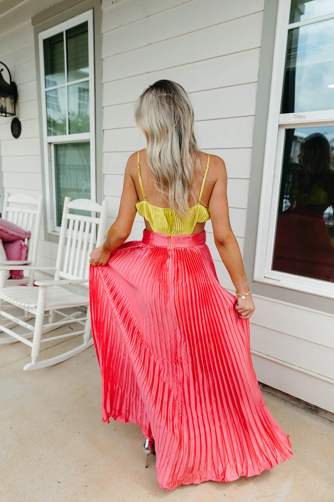 Tanya Maxi Dress - Lime/Pink | Triple Threads
