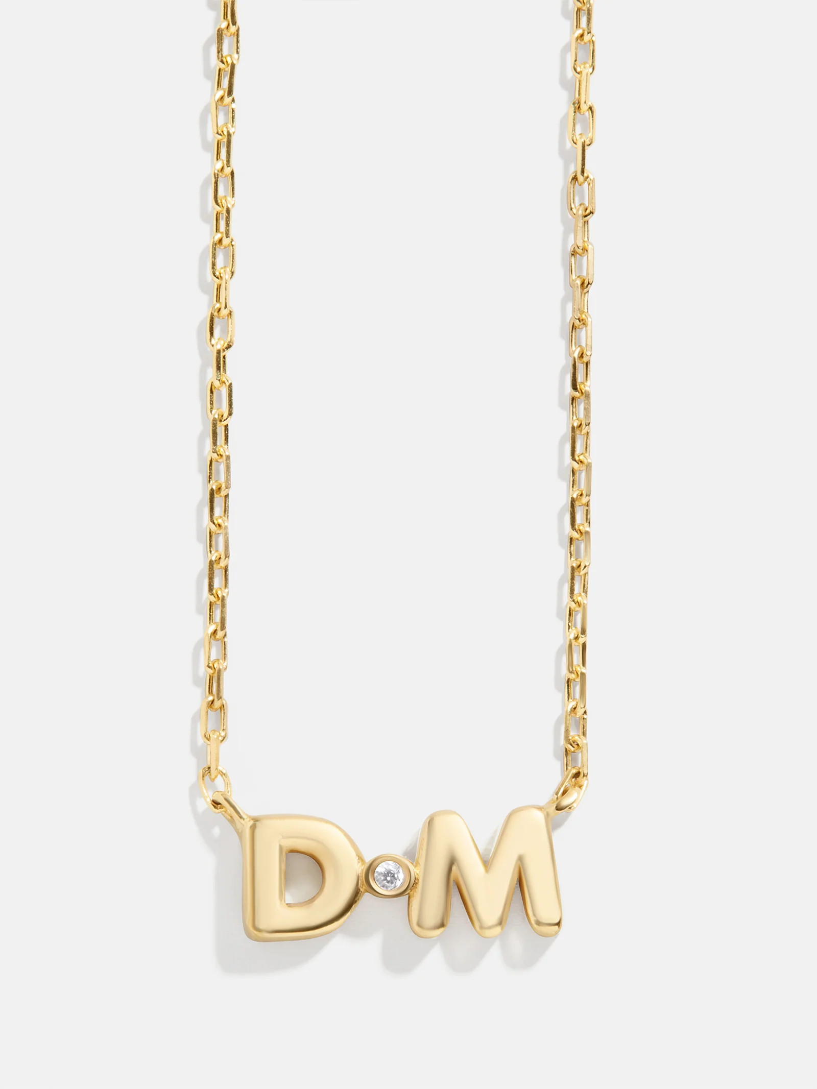 18K Gold Double Initial Birthstone Custom Necklace - Crystal | BaubleBar (US)