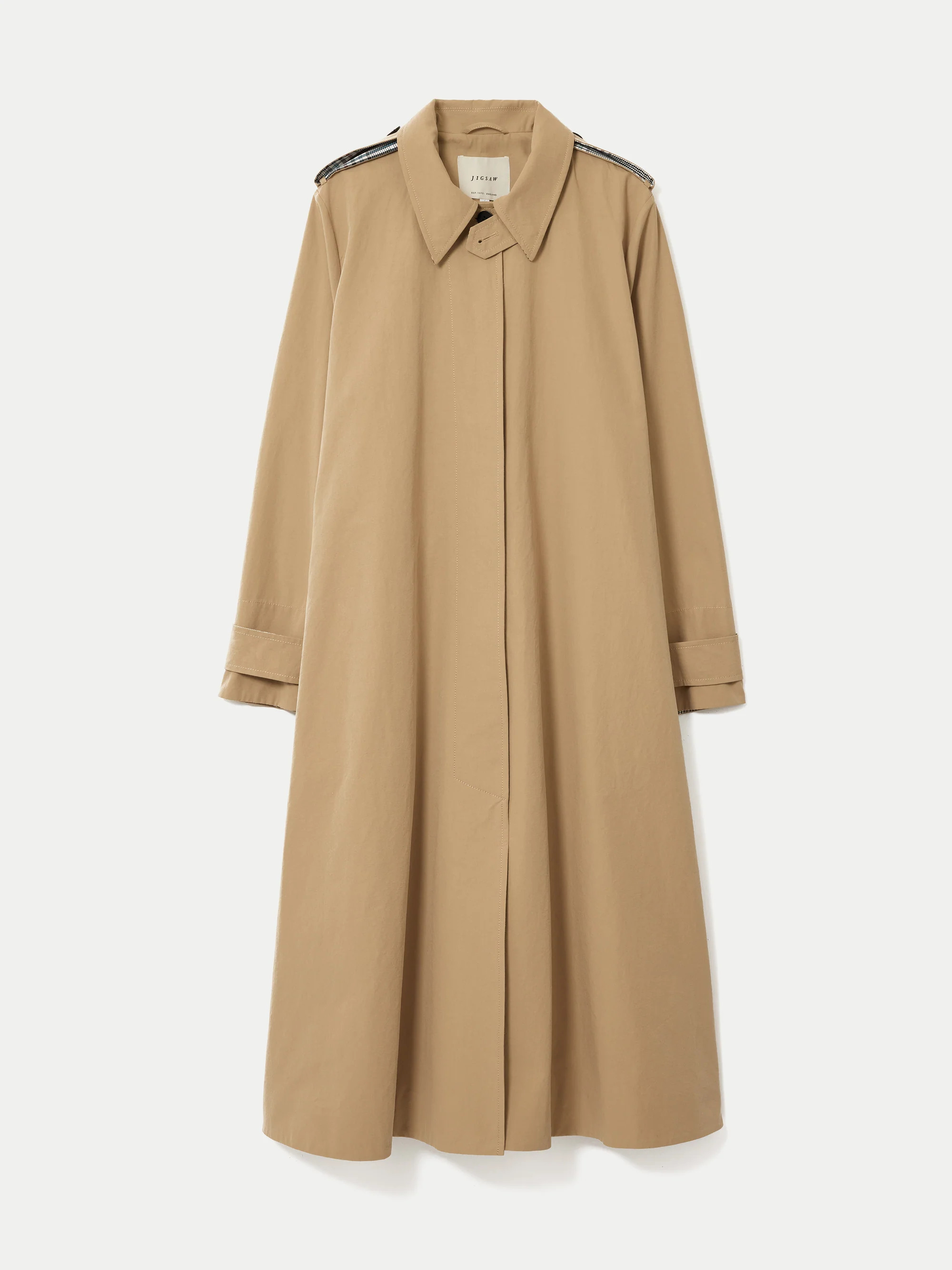 Naya Cotton A-line Trench Coat | Stone | Jigsaw (UK)