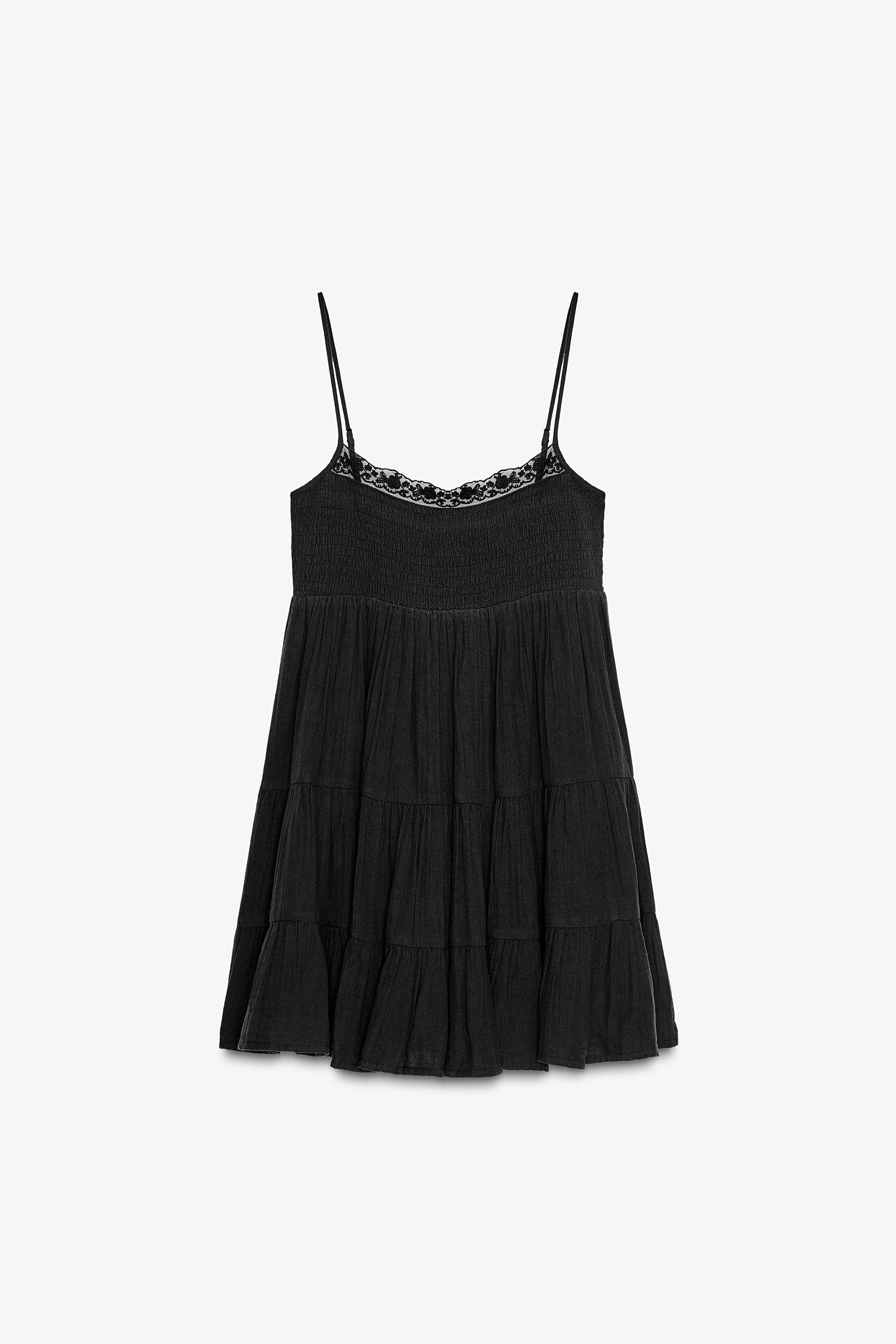 LACE CHIFFON SHORT DRESS | Zara US
