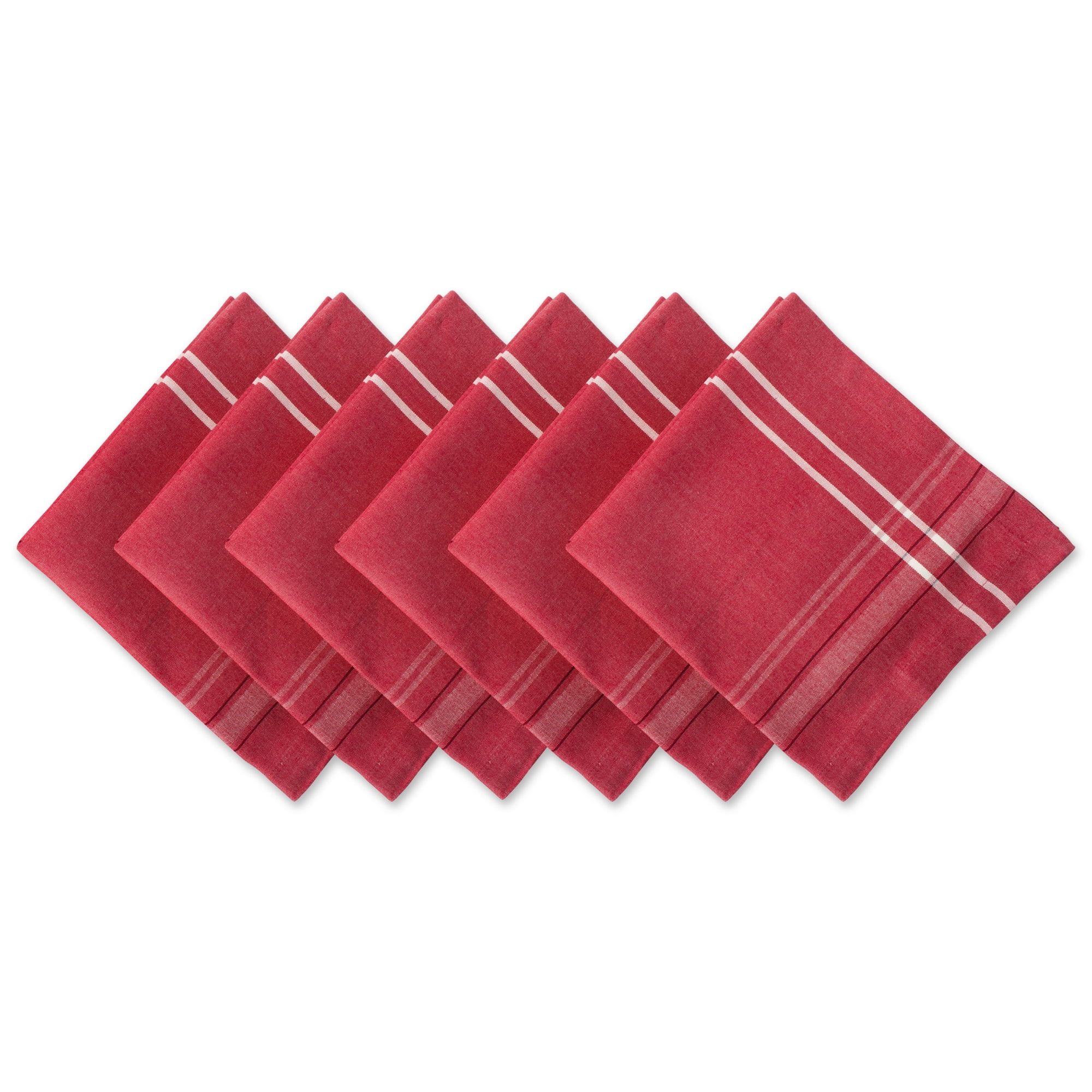 DII French Stripe Tabletop Collection Farmhouse Style Napkin Set, 20x20, Red Chambray, 6 Piece | Walmart (US)