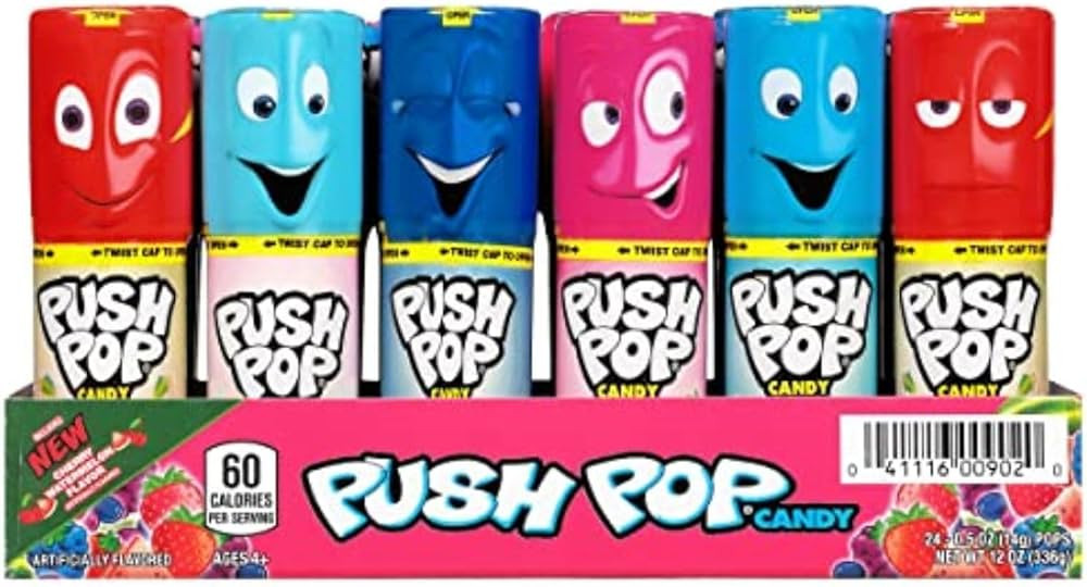 Push Pop Candy Lollipops - Individually Wrapped Variety Candy Party Pack - 24 Count Lollipops in ... | Amazon (US)