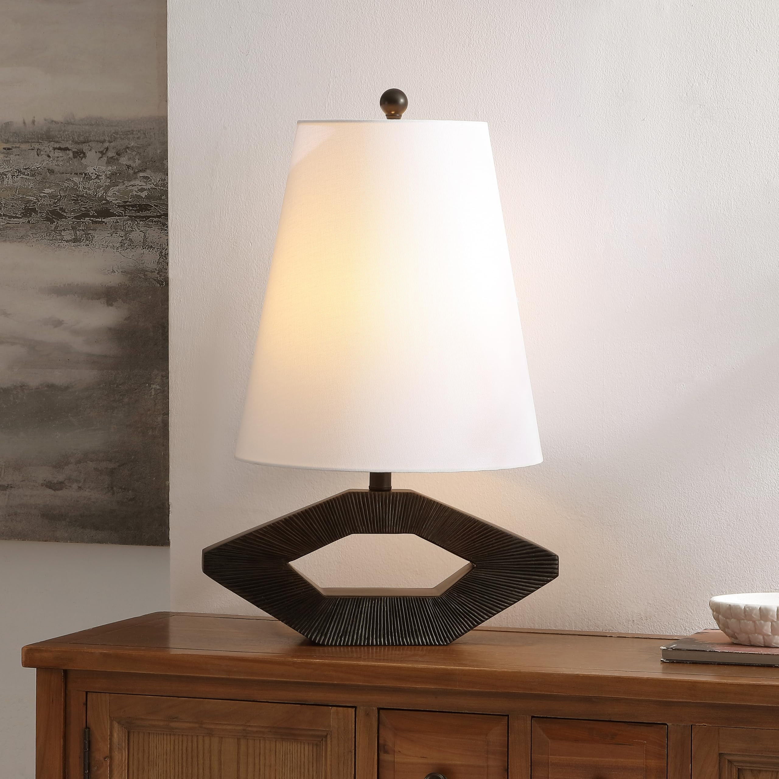 SAFAVIEH Lighting Collection Praia Black Resin 25-inch Table Lamp for Bedroom, Living Room, Home ... | Amazon (US)
