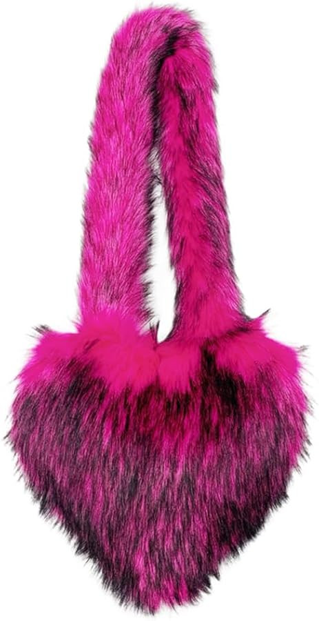 Rejolly Heart Shaped Furry Purse for Women Large Soft Shoulder Bag Fluffy Faux Fur Trendy Y2K Gir... | Amazon (US)