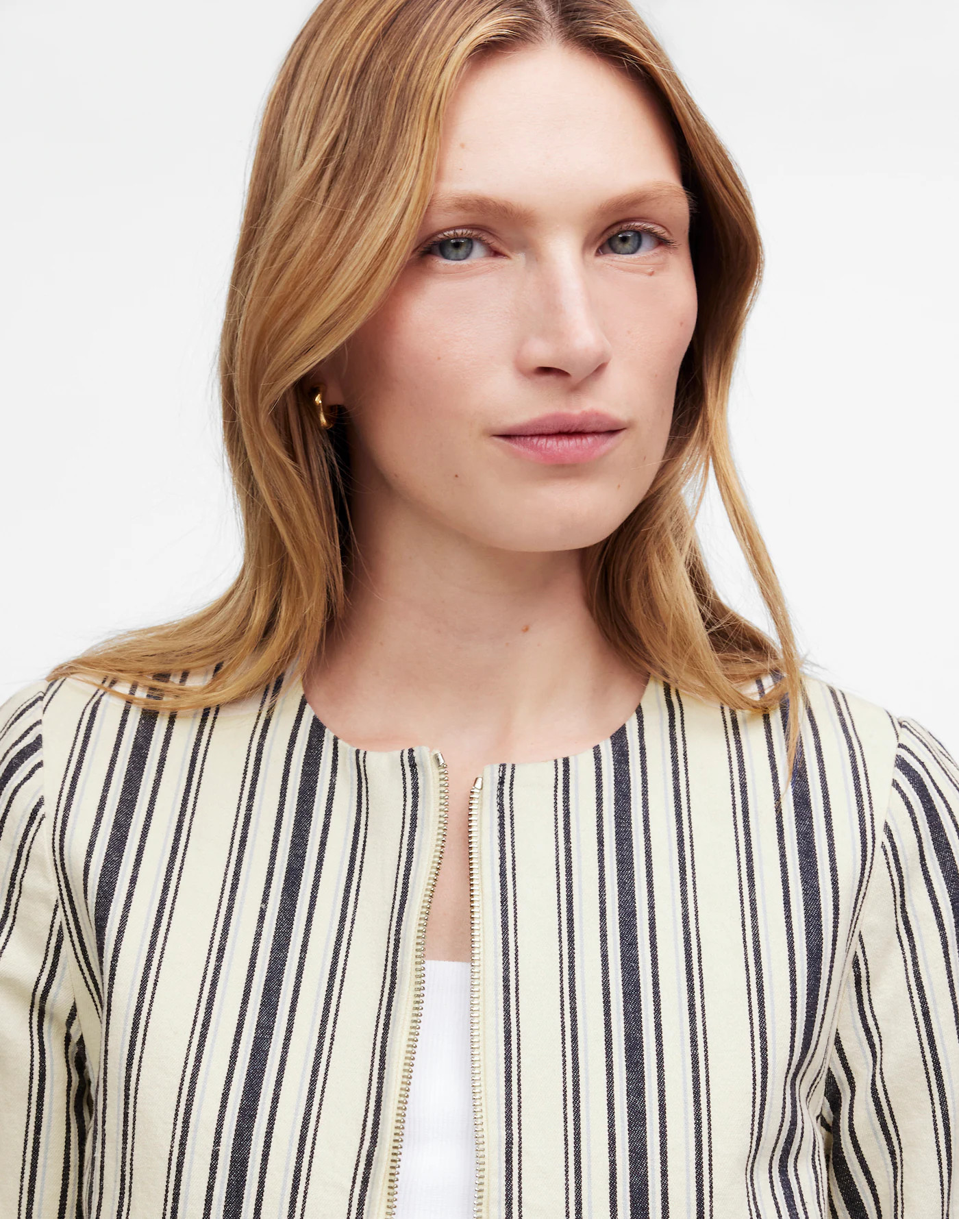 Striped Crop Cardigan Jacket in Cotton-Linen | Madewell