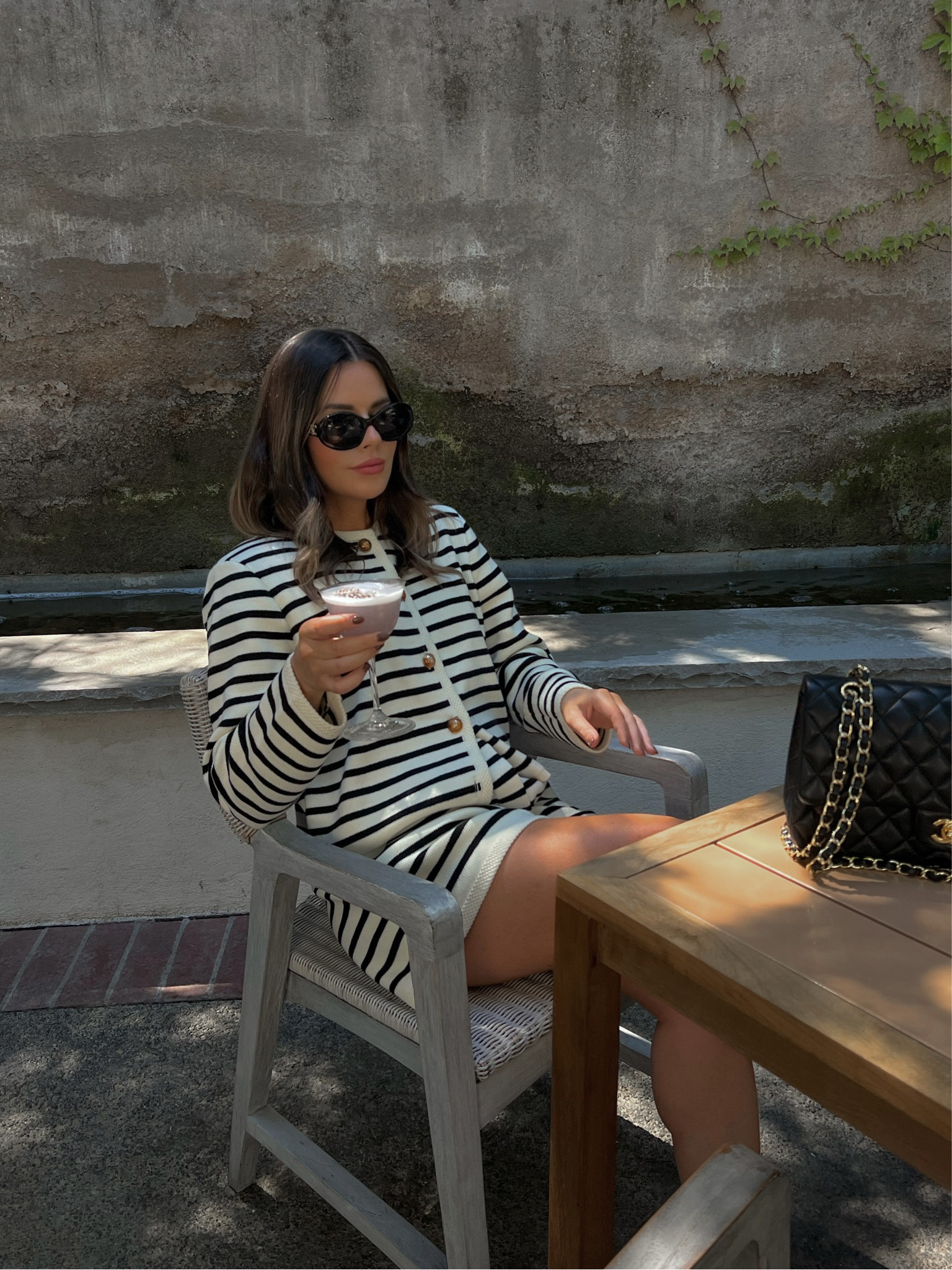 Gold button striped cardigan 

#LTKstyletip