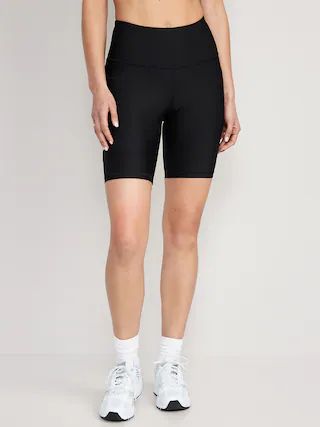 High-Waisted PowerSoft Side-Pocket Biker Shorts for Women -- 8-inch inseam | Old Navy (US)