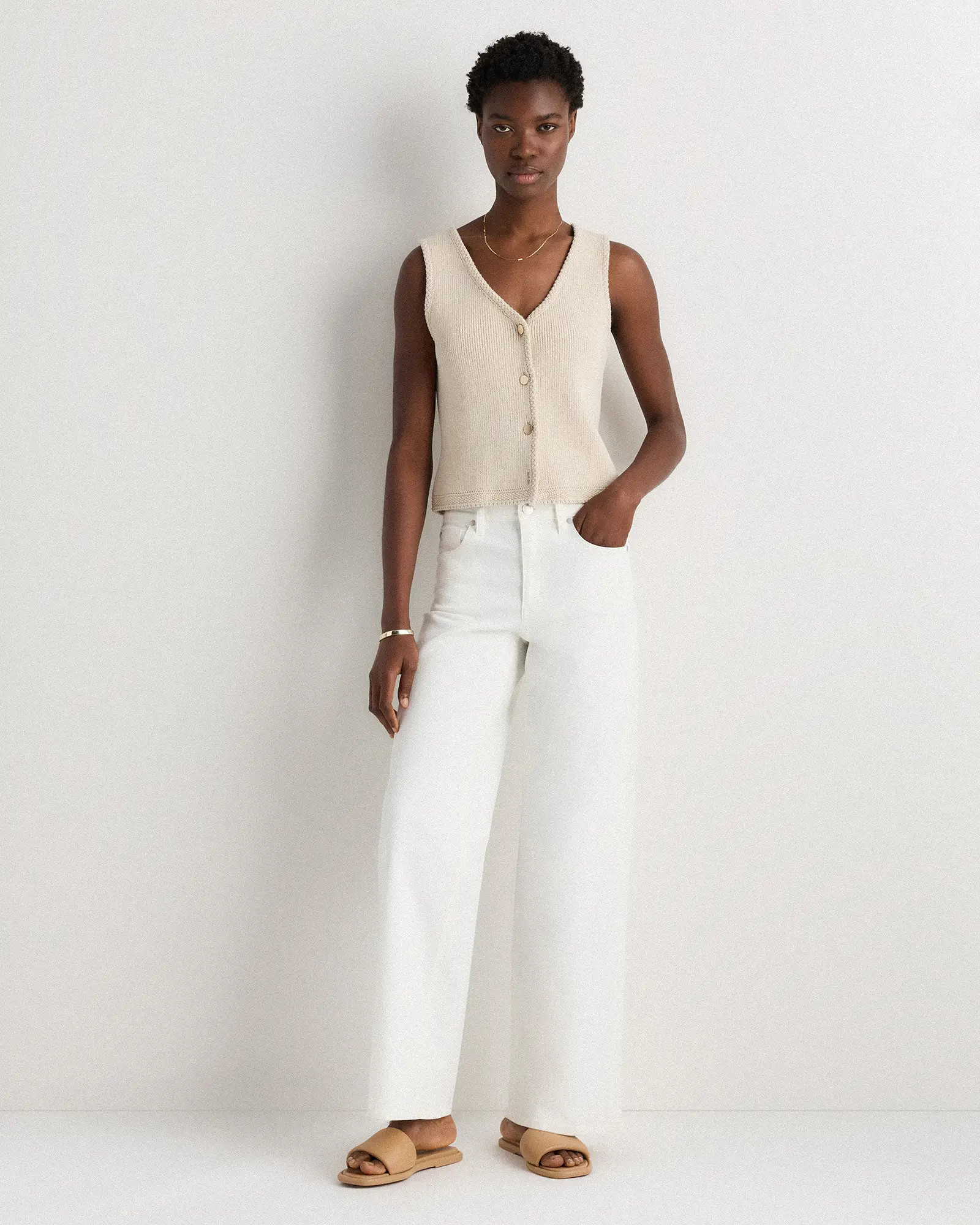 Leather Slide Sandal in Cashew | Quince