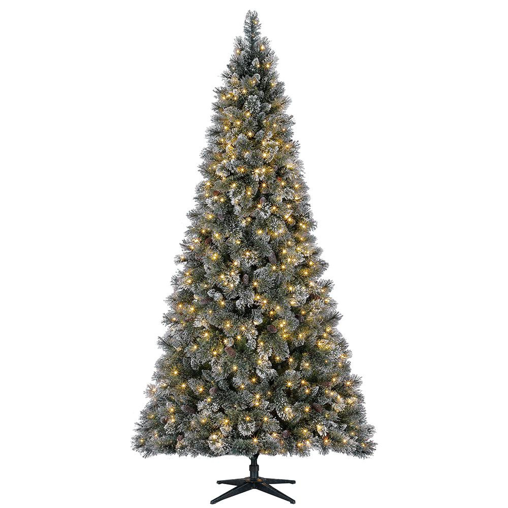 9 ft Sparkling Amelia Pine LED Pre-Lit Artificial Christmas Tree with 600 Warm White Lights | The Home Depot