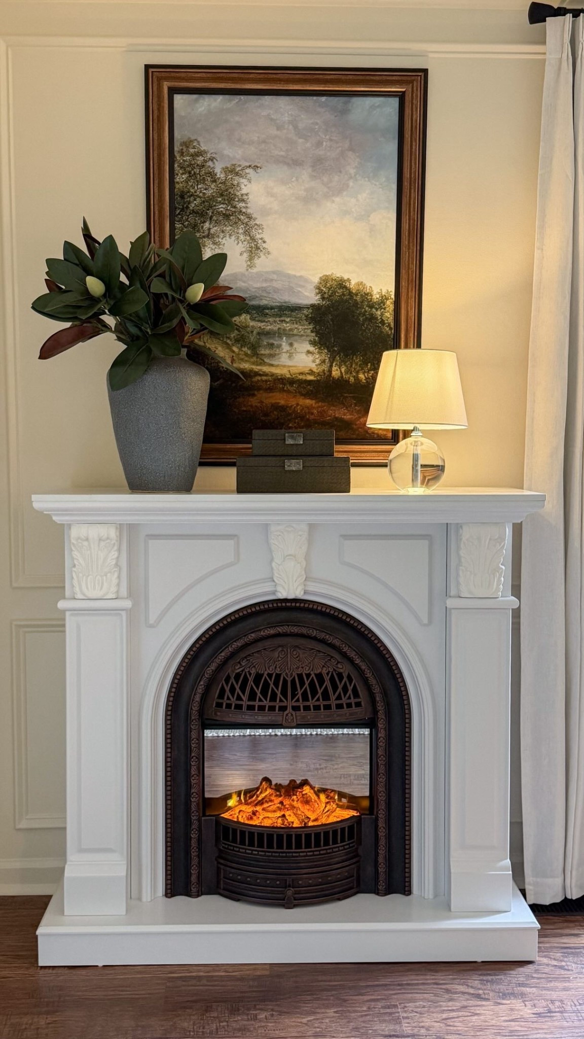 Electric fireplaces are THIS pretty now?! 😍🔥

This French-style fireplace with the copper birdcage insert gave our friends’ bedroom instant old-house charm + the coziest glow (and bonus points for the ability to turn off the heater to enjoy the glow during warm weather months too).

Comment FIREPLACE and I’ll send the link your way.

#bedroomfireplace #electricfireplace