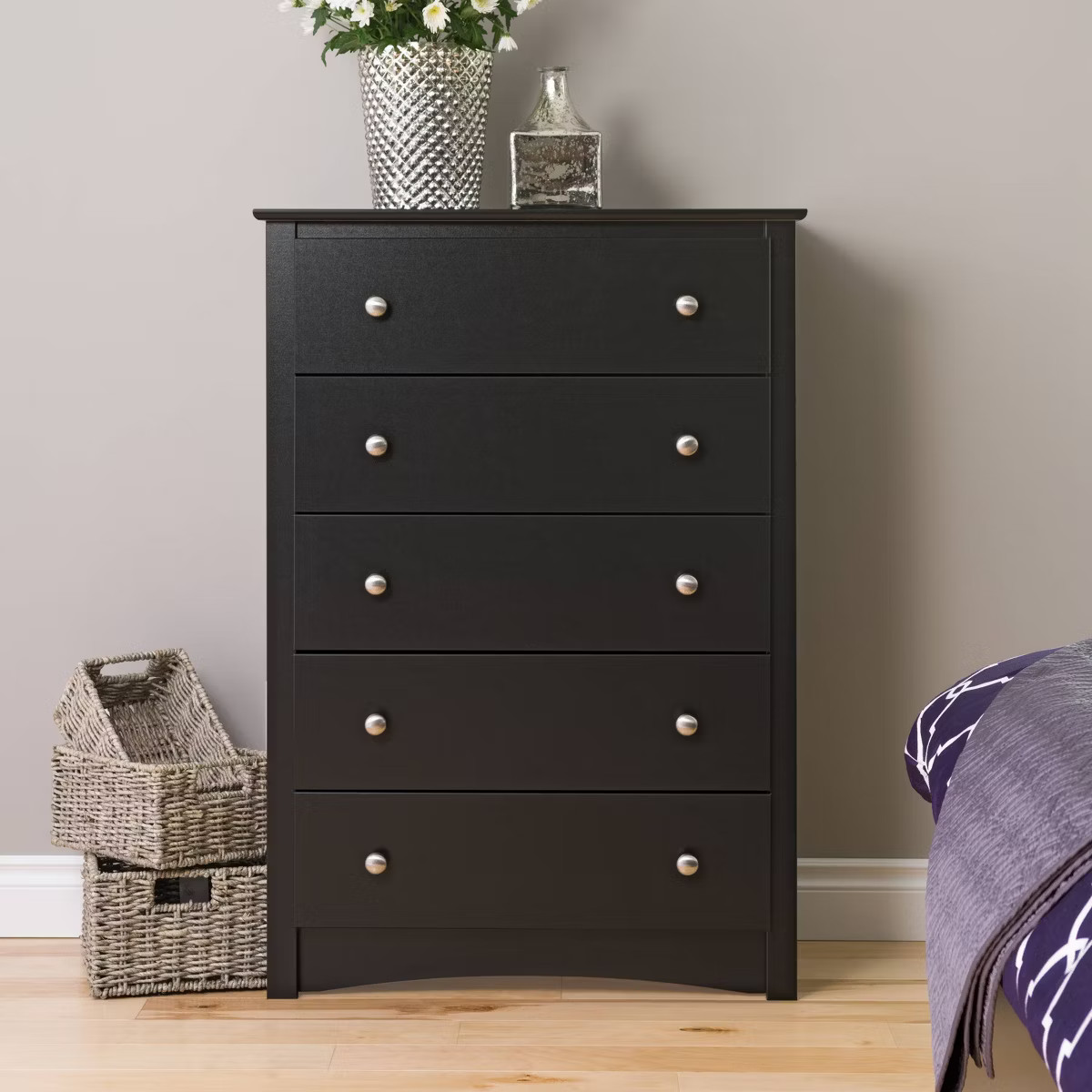 5 Drawer Dresser Black - Prepac | Target