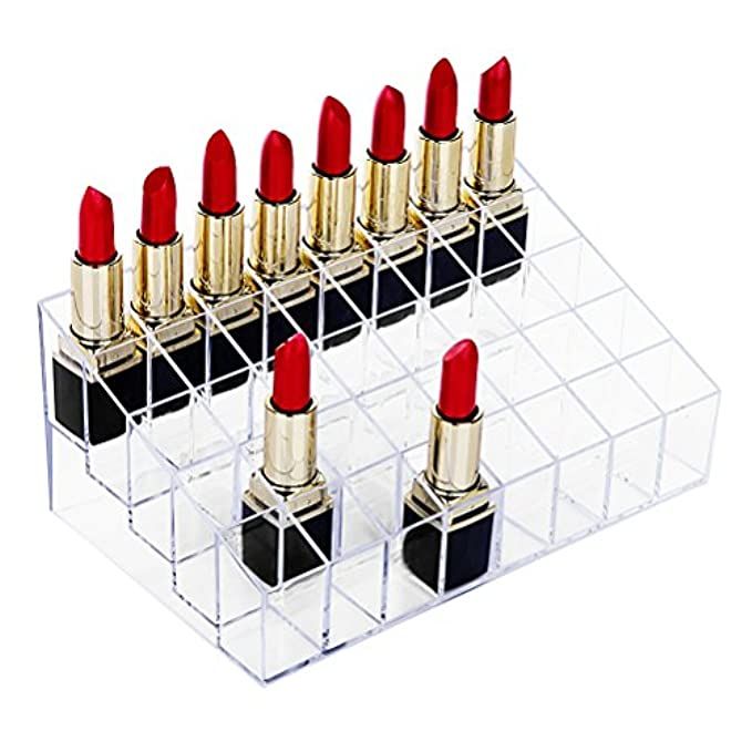 hblife Lipstick Holder, 40 Spaces Clear Acrylic Lipstick Organizer Display Stand Cosmetic Makeup Org | Amazon (US)