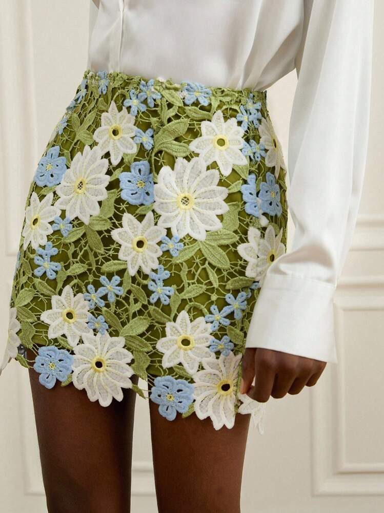 LocalAveloria Rosie French Luxury Heavy Crafted Contrasting Color Crochet Hollow Lace Floral High... | SHEIN