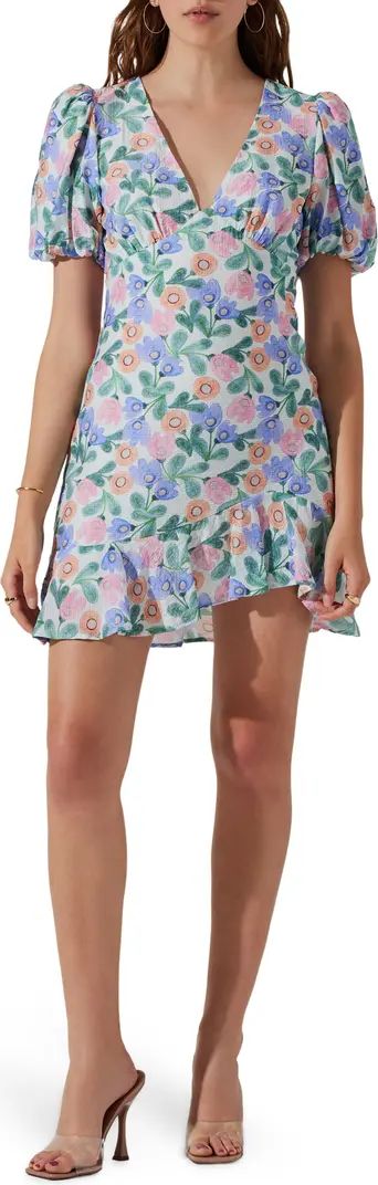 Floral Puff Sleeve Cutout Dress | Nordstrom Rack