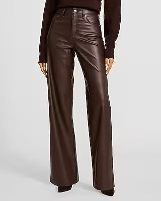 High Waisted Faux Leather Wide Leg Pant | Express