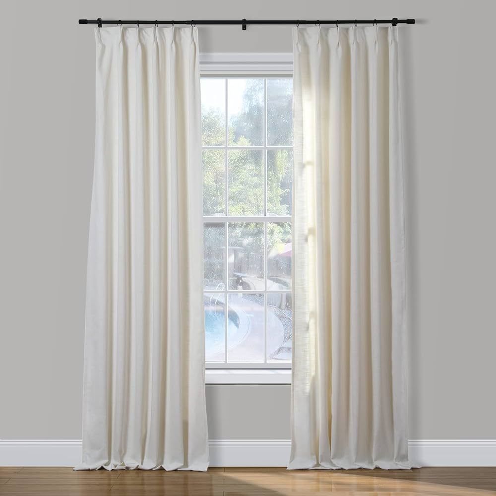 ChadMade Linen Cotton 2 Panels 27 Inch Wide by 132 Inch Long Curtains Room Darkening Pinch Pleate... | Amazon (US)