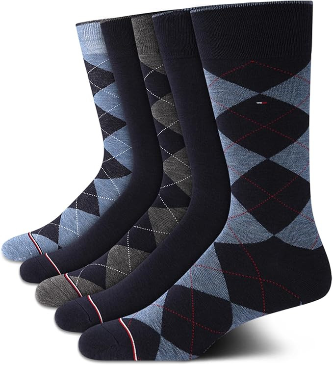 Tommy Hilfiger Mens Dress Socks - 5 Pack Lightweight Everyday Crew Work Socks for Men for Casual ... | Amazon (US)