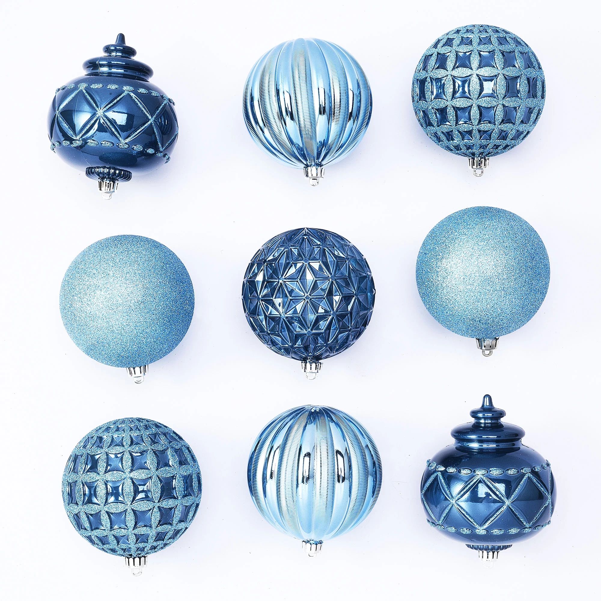 Holiday Time 100 mm Shatterproof Christmas Ornaments, Light Slate Blue & Dark Slate Blue, 9 Count... | Walmart (US)