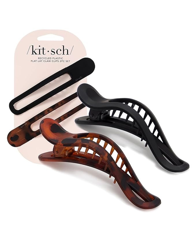 Kitsch Flat Hair Clips, Flat Claw Clips for Women, Lay Down Claw Clip for Thin & Thick Hair, Big ... | Amazon (US)