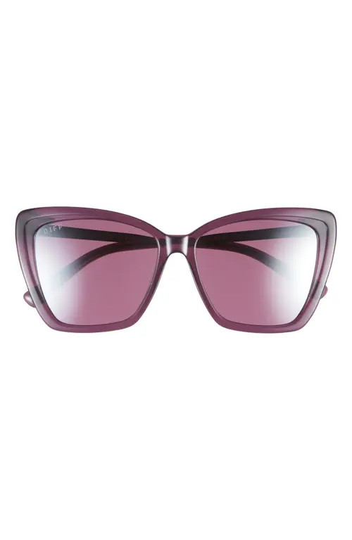 DIFF Becky II 56mm Polarized Cat Eye Sunglasses in Aubergine With Silver Flash at Nordstrom | Nordstrom